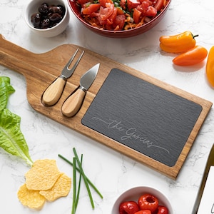 Personalized Slate Cheese Board - Custom Slate Board with Tools - Charcuterie Board - Slate Serving Tray - Wedding Gift - Engagement Gift