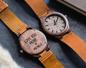 Personalized Mens Watch - Wood Watch - Engraved Watch - Gift for Dad - Fathers Day Gift - Anniversary Gift for Husband - Engraved Gift