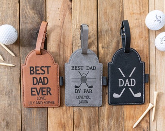 Personalized Engraved Golf Bag Tag with Tees - Leather Golf Bag Tag - Father's Day Gift - Gift for Dad - Golf Gifts - Personalized Golf Tag