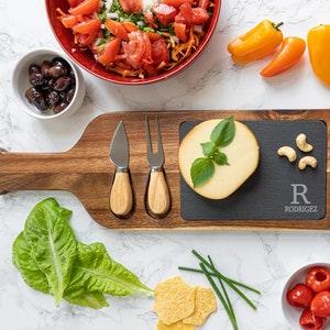 Personalized Slate Cheese Board - Custom Slate Board with Tools - Charcuterie Board - Slate Serving Tray - Wedding Gift - Engagement Gift