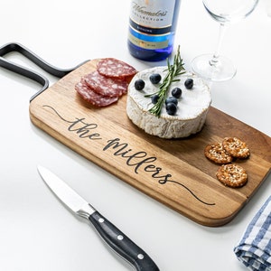 Personalized Charcuterie Cheese Board - Custom Serving Board with Handle - Engraved Serving Tray - Cheese Board - Bread Board - Wedding Gift