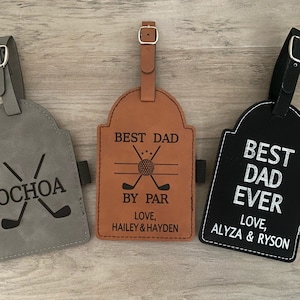 Personalized Engraved Golf Bag Tag with Tees - Leather Golf Bag Tag - Father&#39;s Day Gift - Gift for Dad - Golf Gifts - Personalized Golf Tag