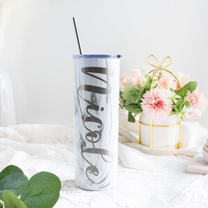 Personalized Skinny Tumbler with Straw - Custom Engraved Tumbler - Personalized Cup - Gift for Her- Personalized Tumbler - Coffee Tumbler