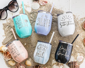 Engraved Summer Travel Wine Tumblers