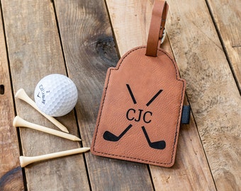 Personalized Engraved Golf Bag Tag with Tees - Leather Golf Bag Tag - Father's Day Gift - Gift for Dad - Golf Gifts - Personalized Golf Gift