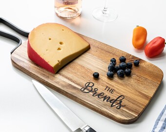 Personalized Laser Engraved Charcuterie Cheese Board With Metal Handle