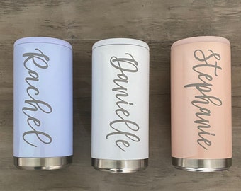 Personalized Slim Can Cooler - Engraved Drink Holder - Custom Skinny Beverage Cooler - Skinny Seltzer Holder  - Custom Engraved Can Holder