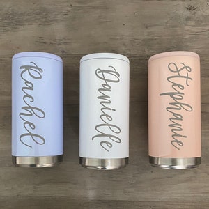 Personalized Slim Can Cooler - Engraved Drink Holder - Custom Skinny Beverage Cooler - Skinny Seltzer Holder  - Custom Engraved Can Holder