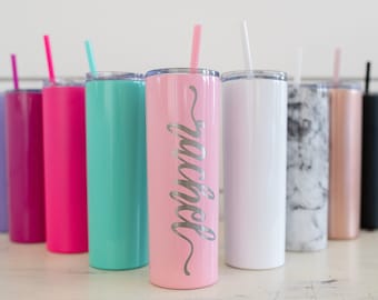Custom Personalized Laser Engraved Skinny Tumbler with Name
