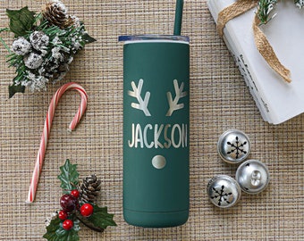 Custom Christmas Tumbler - Christmas Crew - Personalized Laser Engraved Skinny Tumbler with straw - Custom Skinny Tumbler - Christmas Team