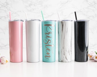 Custom Personalized Laser Engraved Skinny Tumbler with Name