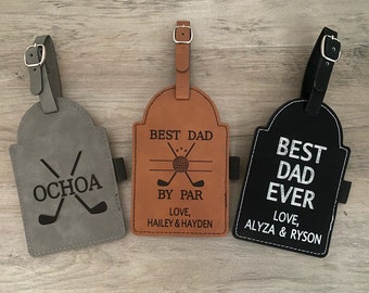Personalized Engraved Golf Bag Tag with Tees - Leather Golf Bag Tag - Father's Day Gift - Gift for Dad - Golf Gifts - Personalized Golf Tag