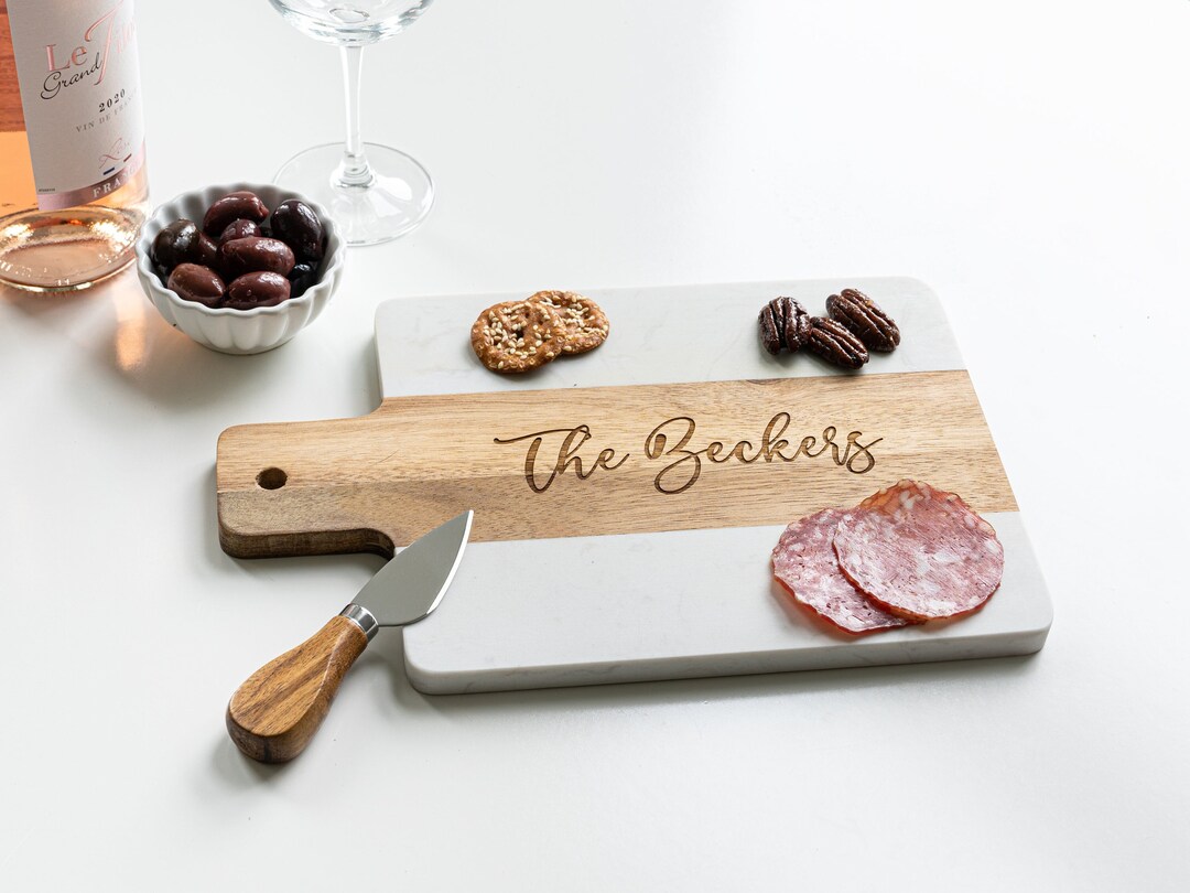 Personalized Marble Cheese Board Custom Cutting Board With Handle