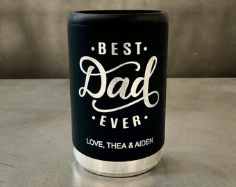 Personalized Beer Can Cooler - Engraved Stainless Steel Coozie, Gift for Dad