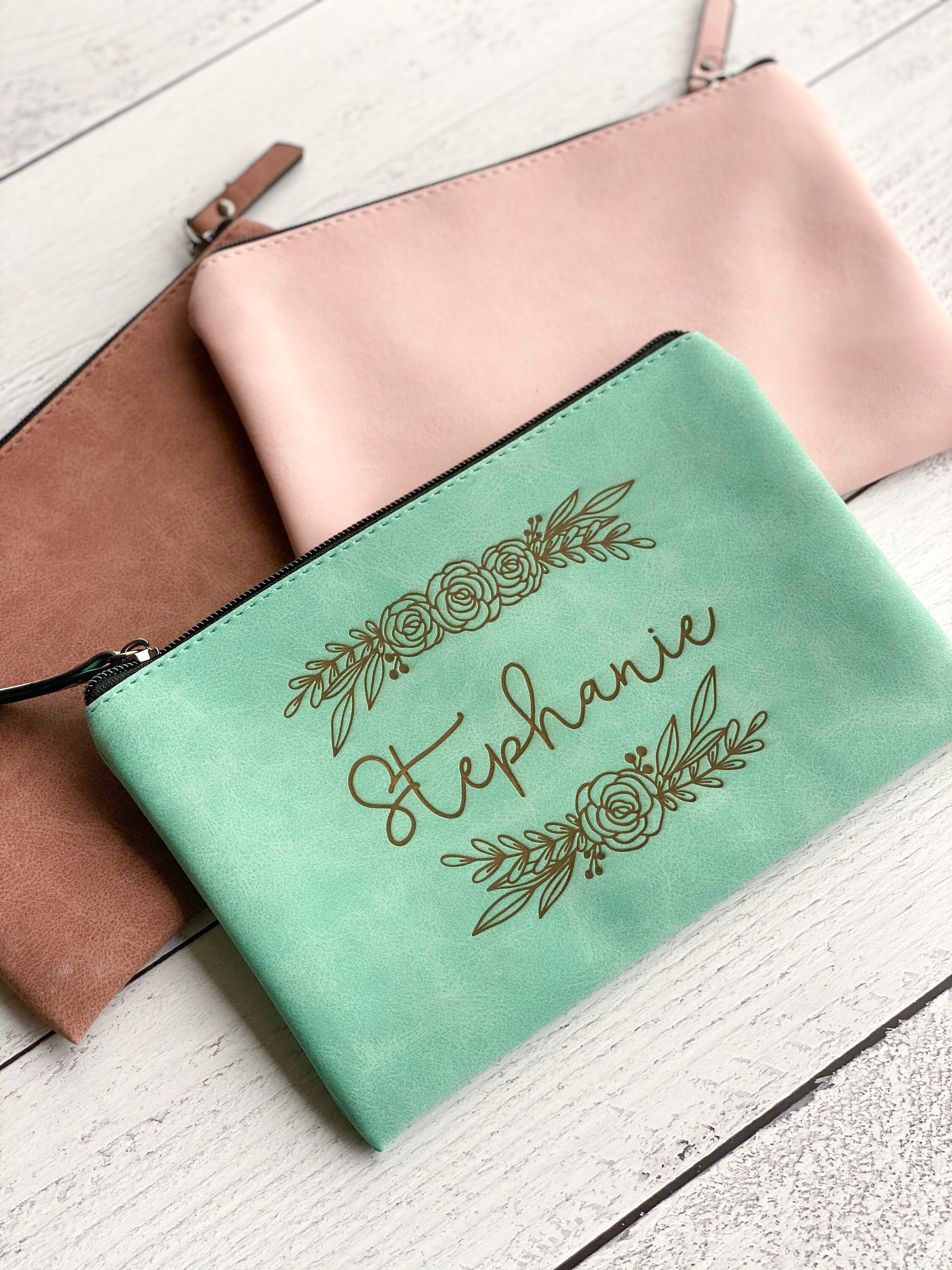 Personalized Leatherette Pouch Makeup Bag Pencil Pouch Travel Bag Cosmetic Bag Personalized Bridesmaid Gift Engraved Gifts for Her Etsy Canada
