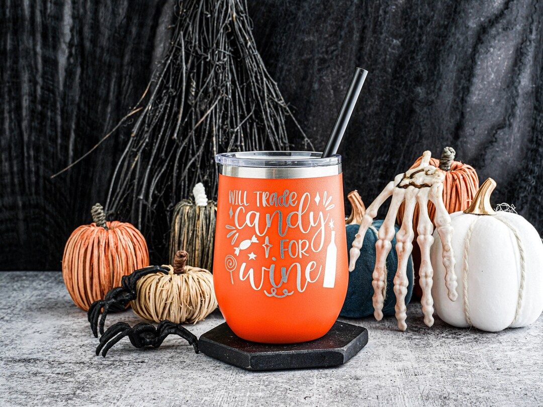Custom Laser Engraved Halloween Wine Tumbler Personalized Etsy