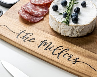 Personalized Laser Engraved Charcuterie Cheese Board with Metal Handle
