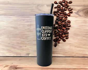 Personalized Skinny Coffee Tumbler with Straw - Custom Engraved Tumbler - Personalized Coffee Cup - Personalized Tumbler - Coffee Tumbler