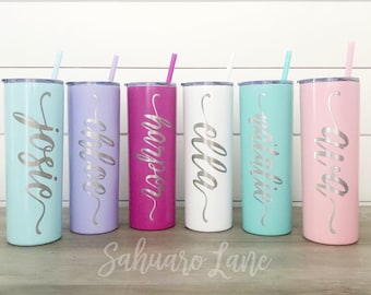 Custom Personalized Laser Engraved Skinny Tumbler with Name