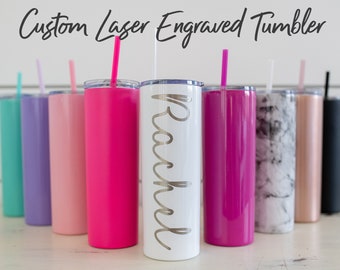 Custom Personalized Laser Engraved Skinny Tumbler with Name