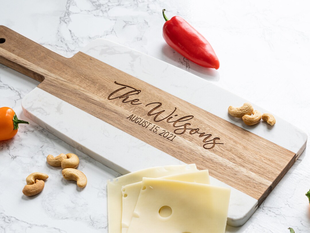 Personalized Marble Cheese Board Custom Cutting Board With Handle