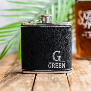 Personalized Engraved Leatherette Flask