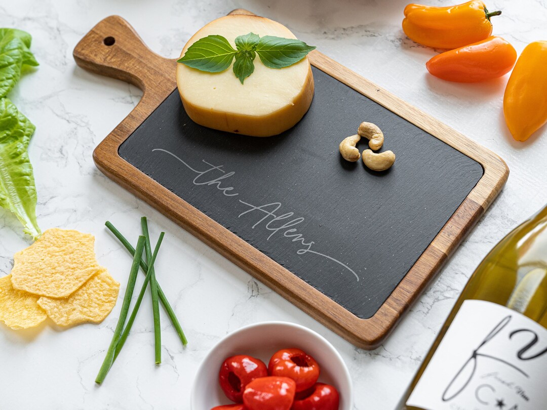 Personalized Slate Cheese Board Custom Slate Board With Tools Charcuterie Board Slate Serving