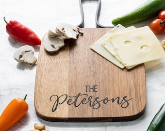Personalized Laser Engraved Charcuterie Cheese Board With Metal Handle