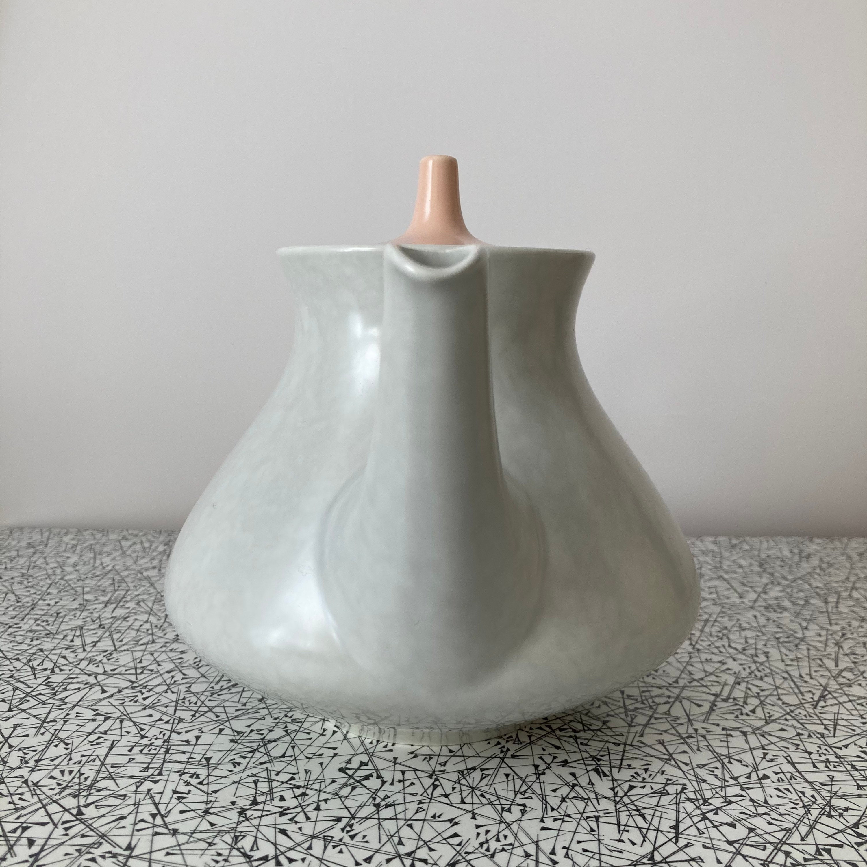 Poole Pottery Twintone Contour shaped teapot in peach bloom Etsy