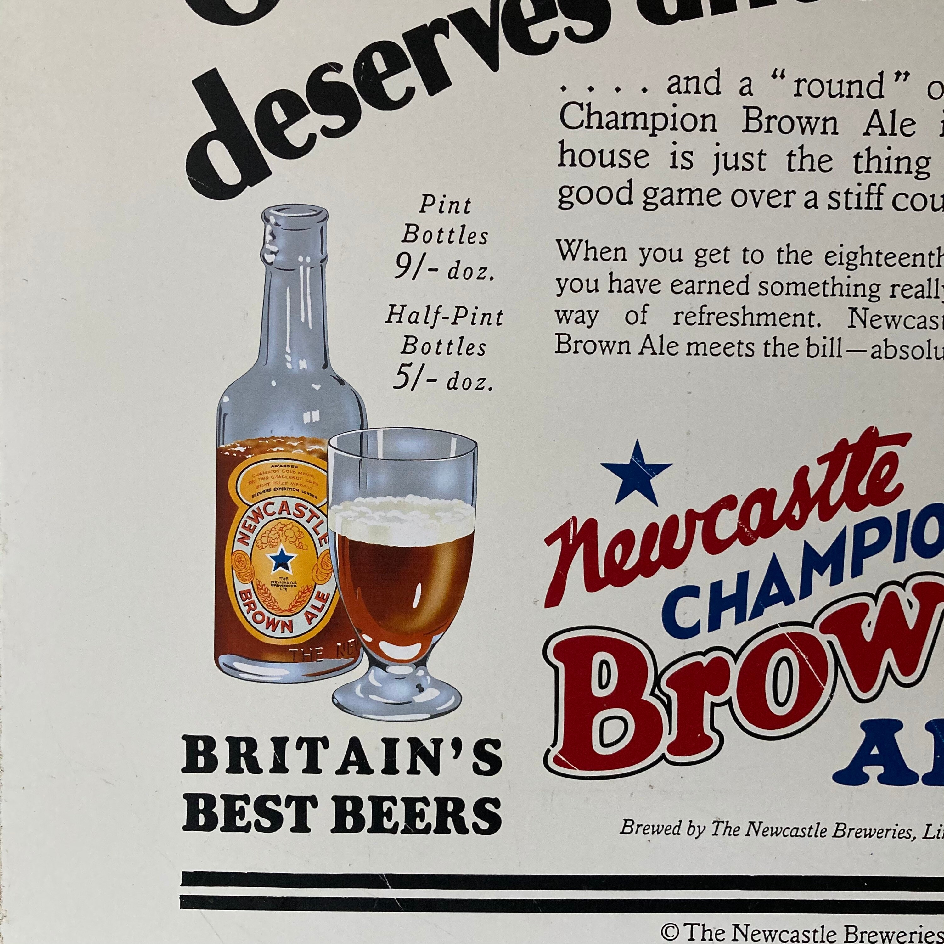 Newcastle Brown Ale metal sign . 1970s reproduction of 1930s Etsy.de