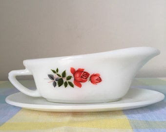 JAJ June Rose 1964 gravy boat and saucer