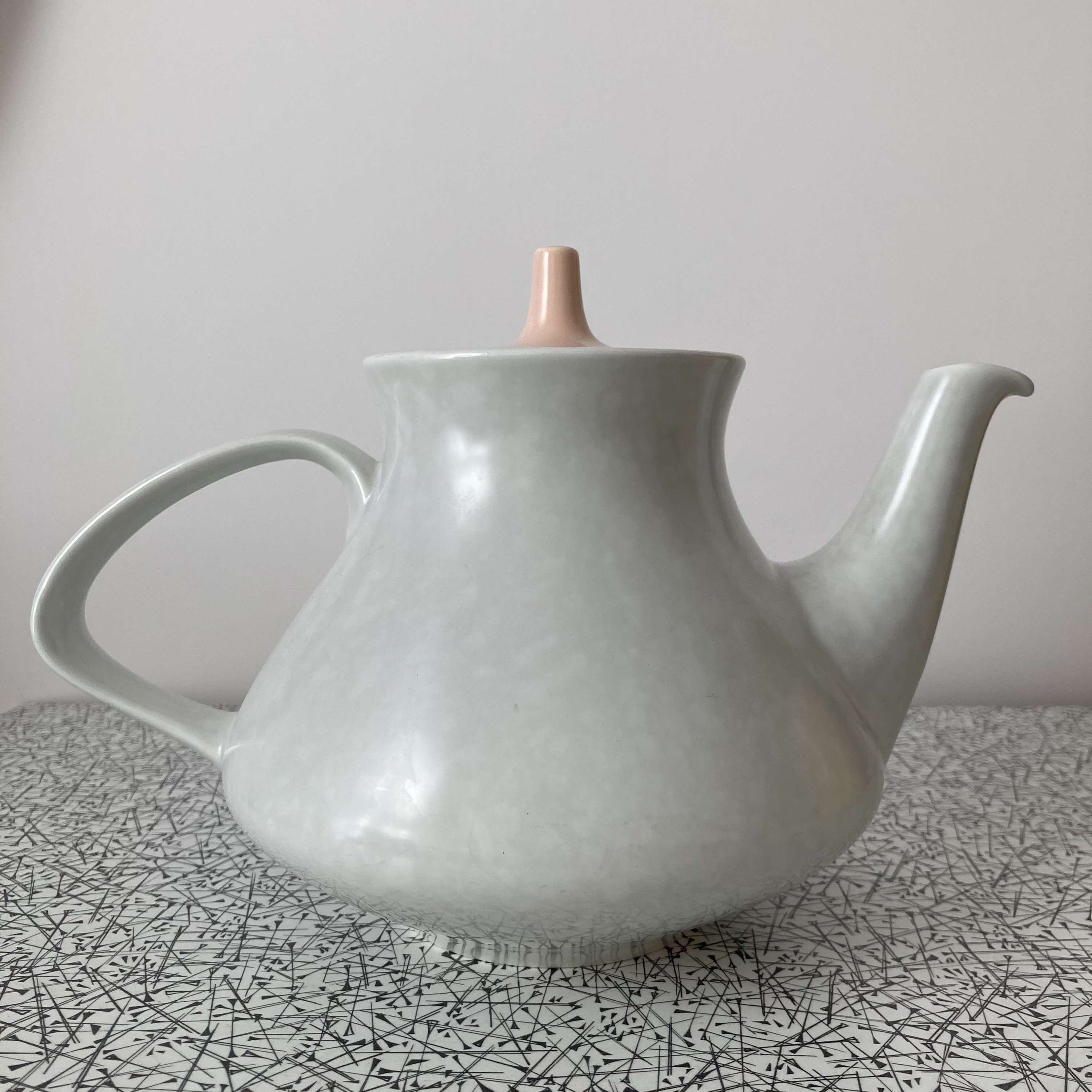 Poole Pottery Twintone Contour shaped teapot in peach bloom Etsy