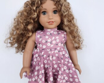 Turtleneck Dress for 18 inch dolls -  Mauve Floral