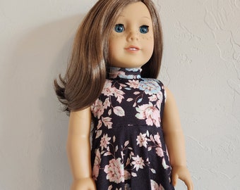 Turtleneck Dress for 18 inch dolls - Black Floral