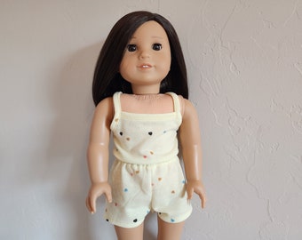 Romper for 18 inch dolls- Yellow Hearts