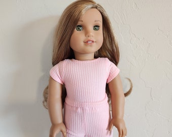 Cropped Tee for 18 inch dolls by The Glam Doll-Pink Ribbed Knit