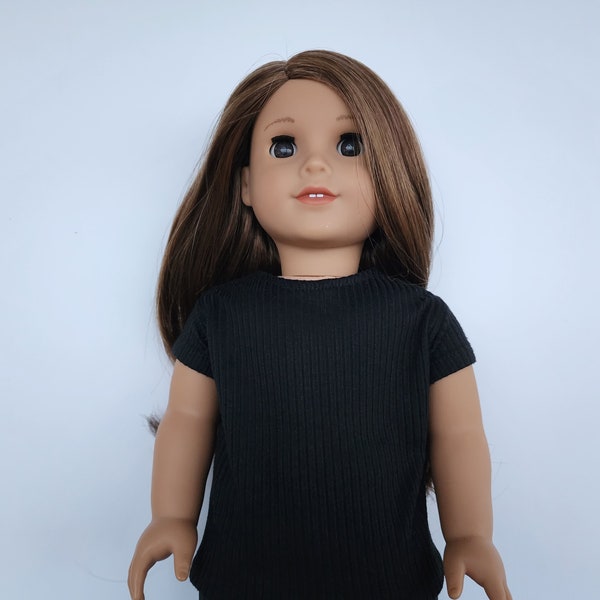 Oversized Tee for 18 inch dolls and Bitty Baby by The Glam Doll- Black Ribbed Knit