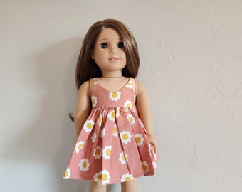 Sundress for 18-inch Dolls by The Glam Doll - Rust with Big Daisies