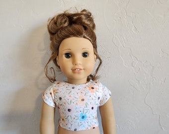 Cropped Tee for 18 inch dolls by The Glam Doll- Spring Flowers