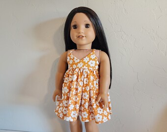 Sundress for 18-inch Dolls by The Glam Doll- Orange and White Floral