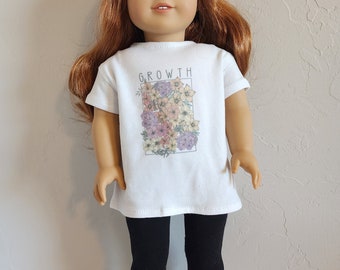 Graphic Tee for 18 inch dolls by The Glam Doll - Growth Flowers