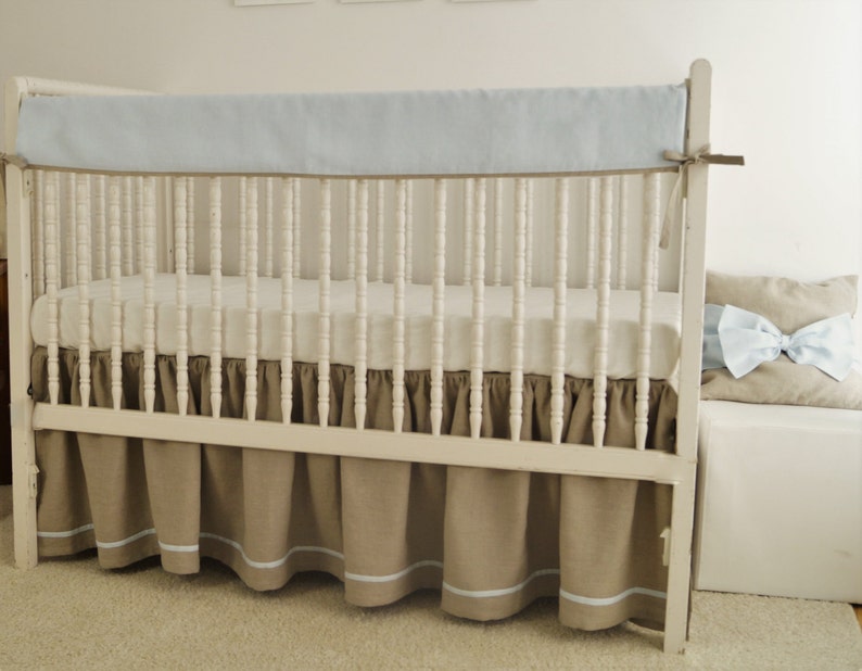 Linen Crib Bedding Rail Guard Crib Rail Cover. Bumperless Etsy