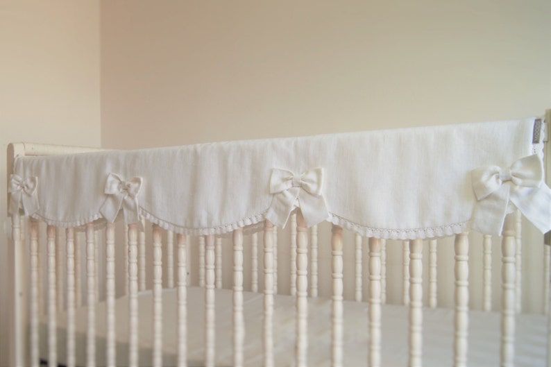 Linen crib bedding rail guard rail cover. bumperless crib Etsy