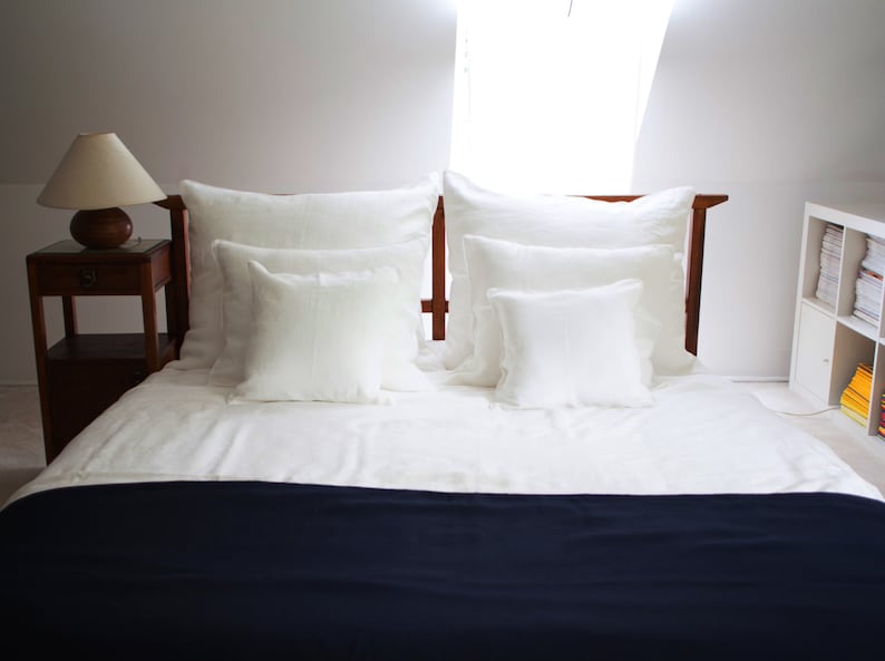 Linen Bedding King Size White 8 Pcs Best Wedding Gift Image 0