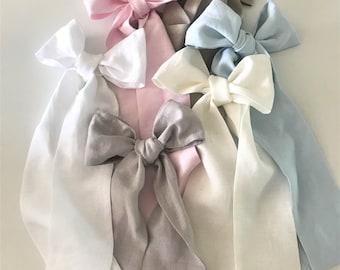 Linen crib bows, Nursery decor,  Linen crib sashes, Crib bedding decor, Curtain tie back