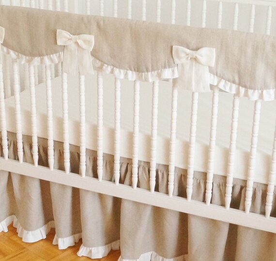 Linen Crib Bedding Rail Guard Rail Cover Bumperless Crib Etsy
