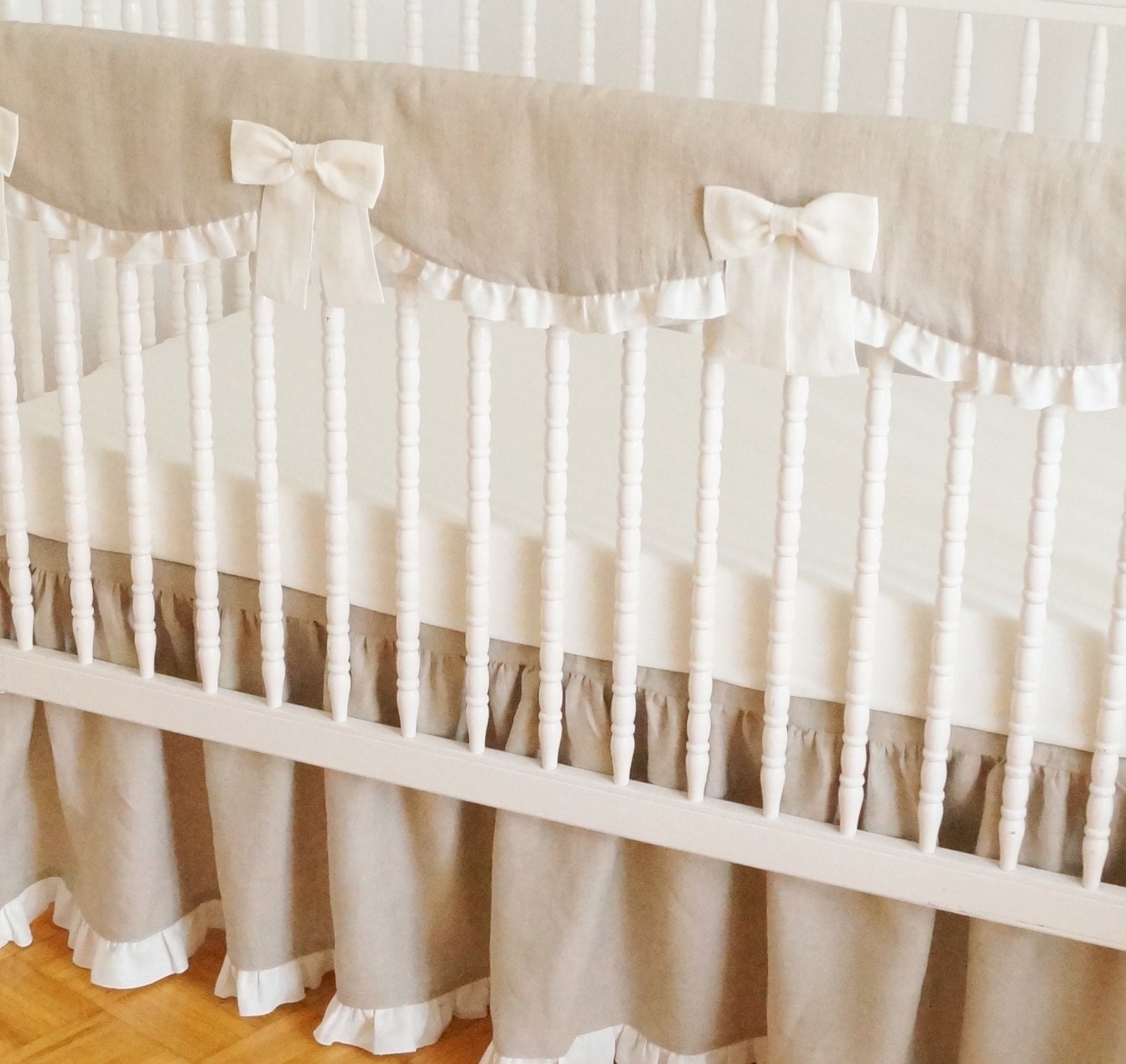 Linen Crib Bedding Rail Guard Rail Cover. Bumperless Crib Etsy