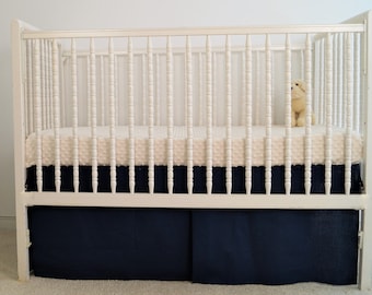 Boy Crib  bedding - crib skirt, navy blue crib bedding , linen crib skirt, navy blue linen