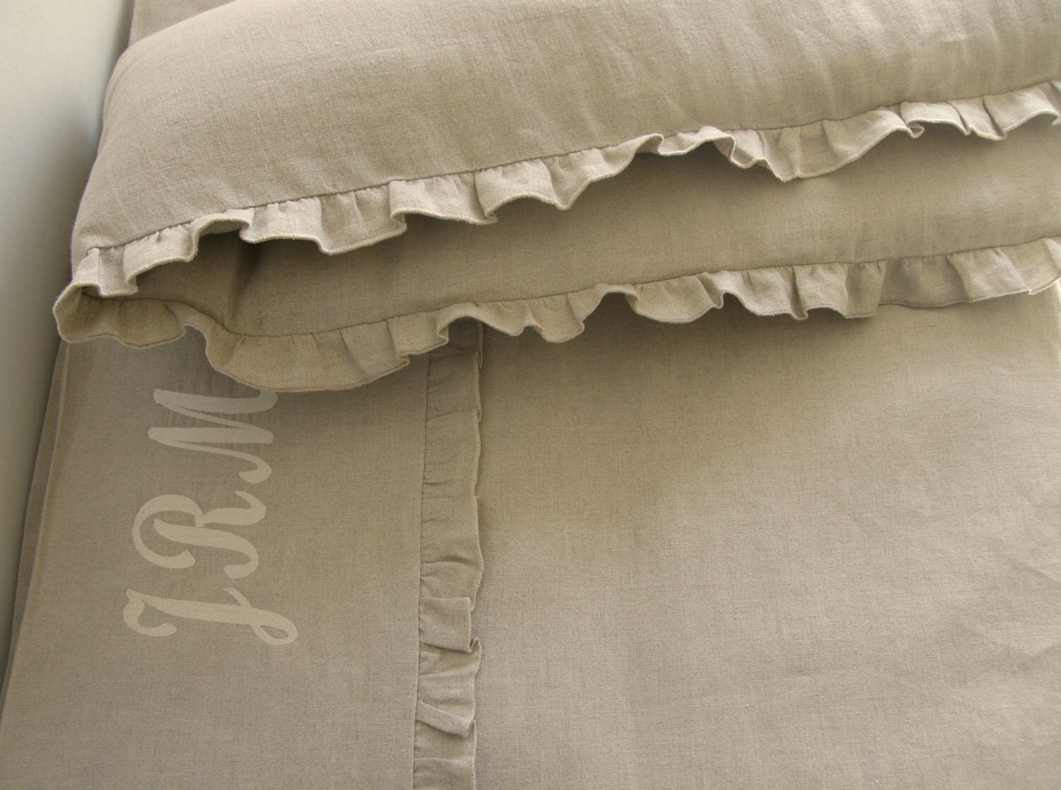Linen Crib bedding gender neutral gathered skirt and 4 side Etsy