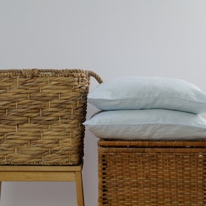 Linen pillow case , blue linen, pillow cover, linen sham blue pillowcase